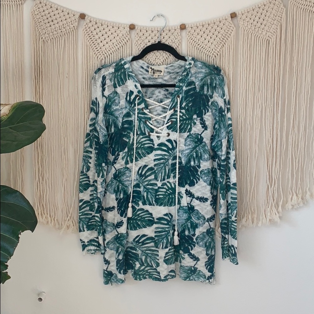 Show Me Your Mumu | Barefoot Hoodie Teal Palm Knit